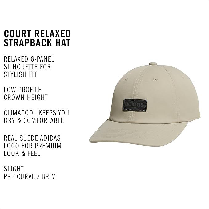 adidas Unisex Adult Court Hat – Relaxed Fit Retro Strapback Baseball Cap