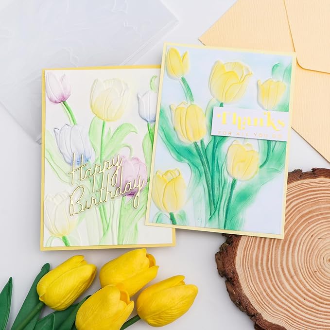 BAOFALI 3D Flowers Theme Plastic Embossing Folders Tulip - Image 3