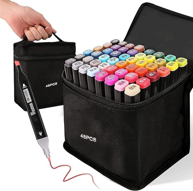 48 Colors Alcohol Markers Set, Dual Tips Blender Art Markers by MakeYouFallinLovewithArtLife