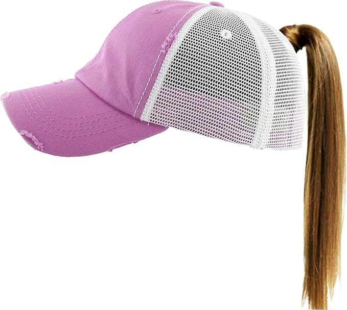 Classic Plain Ponytail Messy High Bun Headwear Adjustable Cotton Trucker Mesh Glitter Hat Baseball Cap