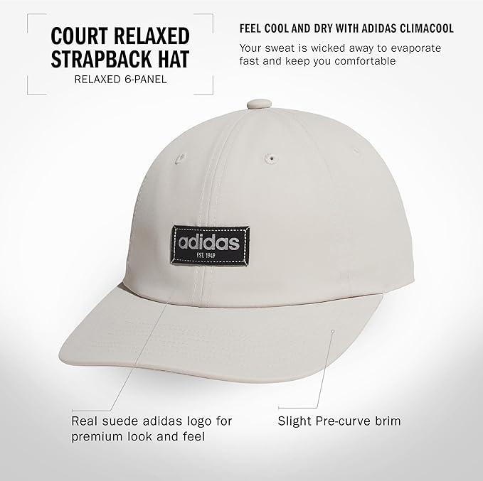 adidas Unisex Adult Court Hat – Relaxed Fit Retro Strapback Baseball Cap