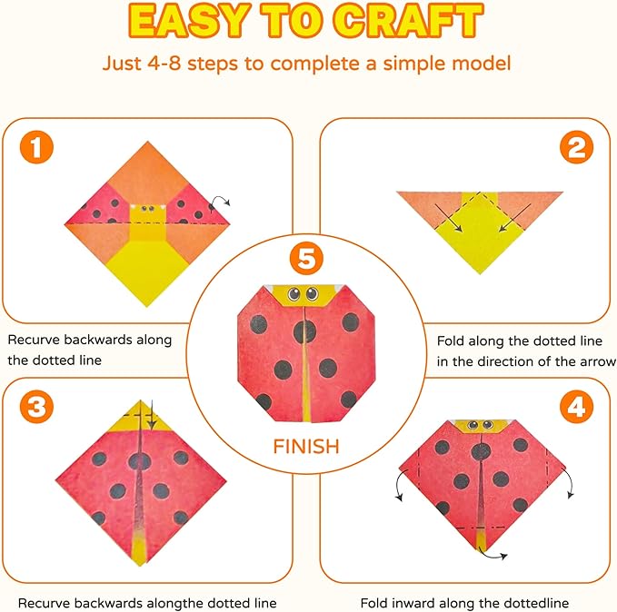 Craft Origami Paper for Kids, 204 Sheets Colorful Folding Paper - Image 5