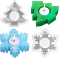 2PCS Christmas Resin Molds Christmas Tree Candle Holder Resin Molds Snowflake by Unknown