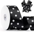 Polka Dot Grosgrain Ribbon 1.5 Inch, 25 Yards Spool Black and White Dot Craft by FAKILO