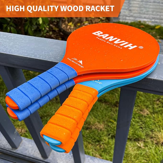 Banvih Badminton Set 4 Rackets, Paddle Ball Outdoor Games Christmas Stocking - Image 4