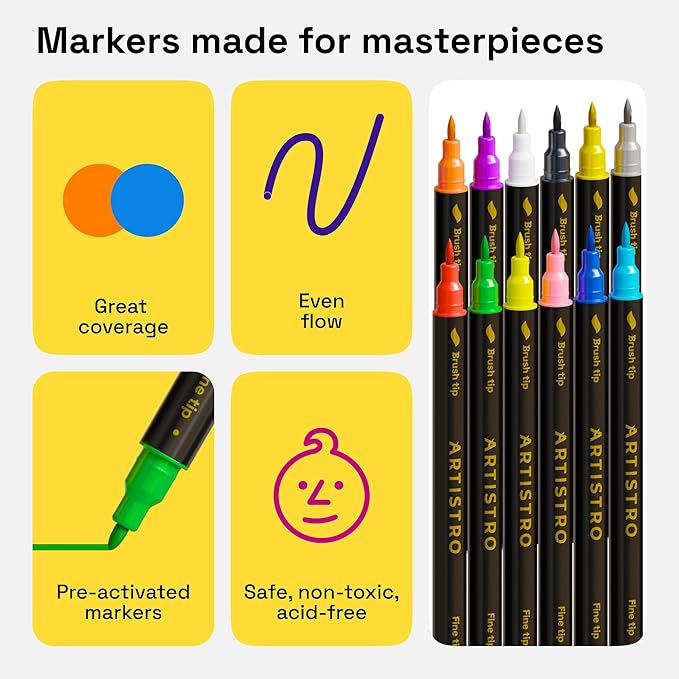 ARTISTRO 12 Dual-Tip Fabric Markers - Image 7