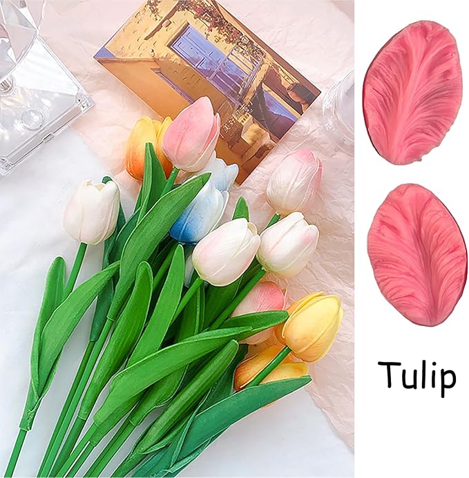 Gumpaste Flower Silicone Veiner Mold 8 Set, Fondant Flower Mold Leaf Tulip - Image 8