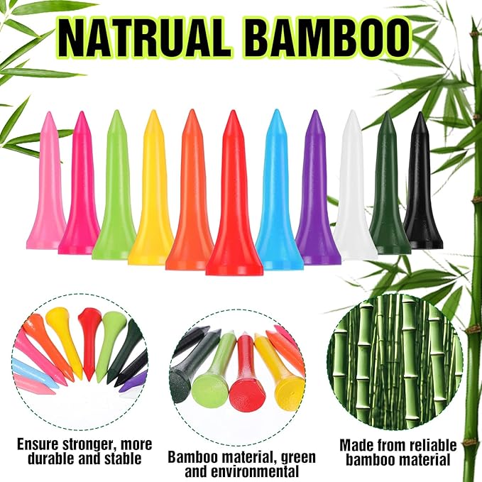 Mudder 2000 Pcs Bamboo Golf Tees Bulk Professional Golf Tees Reduce Friction Side Spin for Club Men Women Kids Accessories
