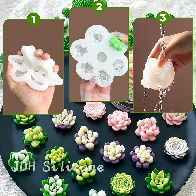 7 Pcs Succulent Fondant Molds 3D Silicone Cactus Succulents Leaves Moulds - Image 5