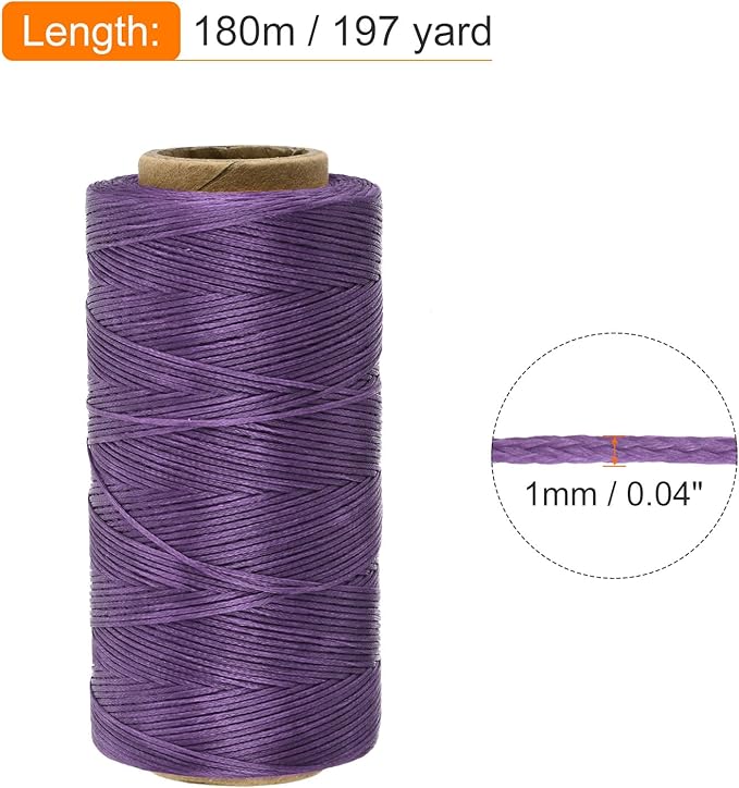 MECCANIXITY Waxed Thread, 197 Yard 1mm 210D Flat Wax Thread Polyester Waxed - Image 2