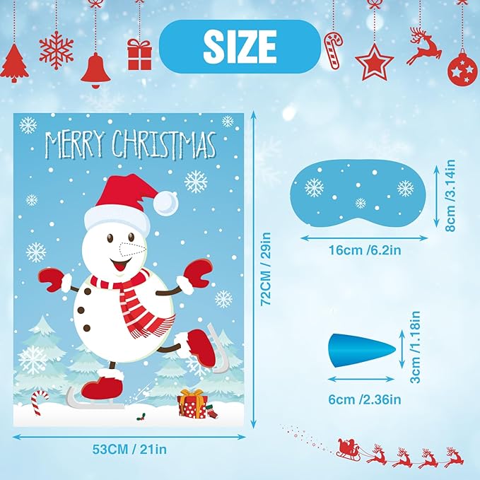 ASTARON Pin The Snowman Nose Christmas Pin The Tail Party Games Activities - Image 2