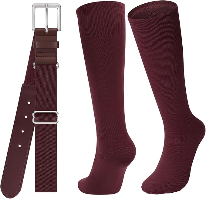 Baseball Socks and Belt for Youth Adult Softball Socks Combo Elastic Waist Belt for Men Kids Boys Girls Women JASGOOD