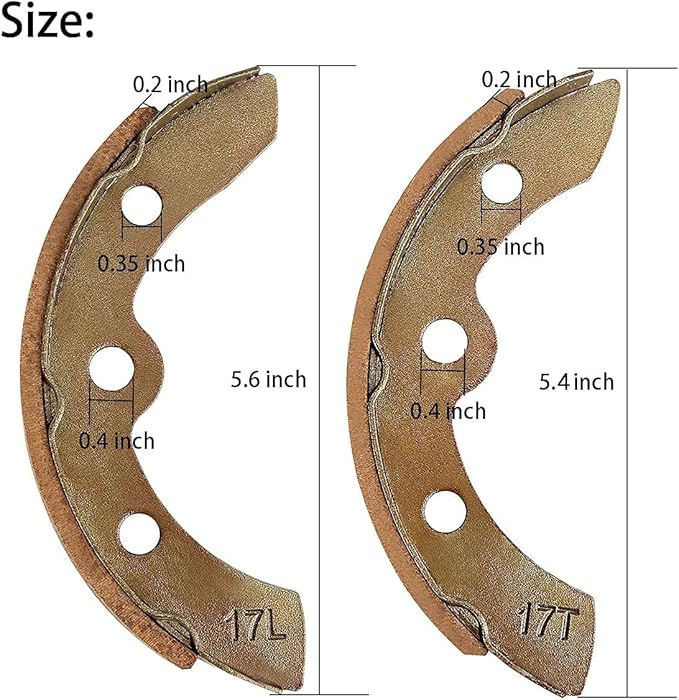 10L0L Golf Cart Brake Shoes for Club Car DS 1995-up, Club Car Precedent 2004-up, for Yamaha G1 G2 G8 G9, for EZGO 1986.5-1996, OEM 1018232-01 (2 Short & 2 Long)