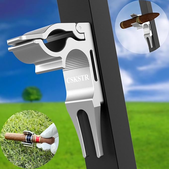 2-Pack Magnetic Sticks Holder for Golf Cart & Grass | 4-Point Strong Lock Sponge Pad Protection | Shining Silver Aluminum Alloy with CNC Machined | Fits 30-70 Ring Gauge | Divot Tools