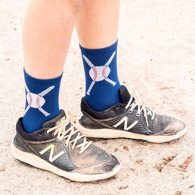 ChalkTalkSPORTS Baseball Socks - Performance Socks for Baseball Players - Crossed Bats - Youth and Adult Sizes