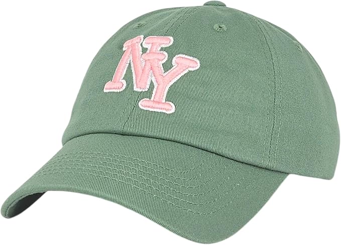NY 3D Embroidered Cotton Dad Hat – New York Baseball Cap, Adjustable Metal Buckle Strap, Unstructured Low-Profile Style