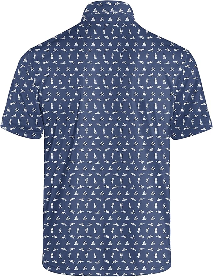 Golf Polo Shirts for Men Funny Print Short Sleeve Golf Shirts Performance Golf Polos