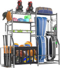 Heavy Duty Garage Sports Equipment Organizer, All-in-One Golf Bag Storage Rack & Multi-Sport Ball Holder for Basketballs, Bats & Kids Toys, Indoor/Outdoor Free Standing Gear Bin