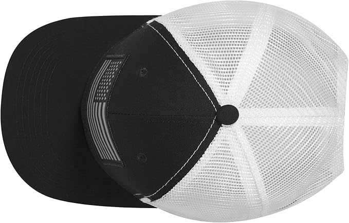 American Flag Trucker Hat, Patriotic Baseball Cap for Men & Women, Breathable Mesh Adjustable Snapback, USA Flag Patch