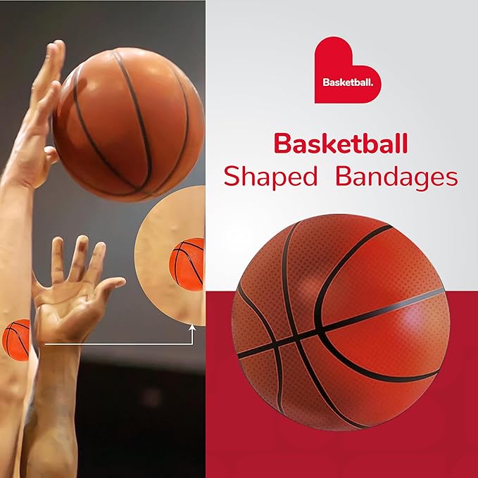 BioSwiss Bandages, Basketball Shaped Self Adhesive Bandage Set, Latex Free, Sterile Wound Care, 24 Count