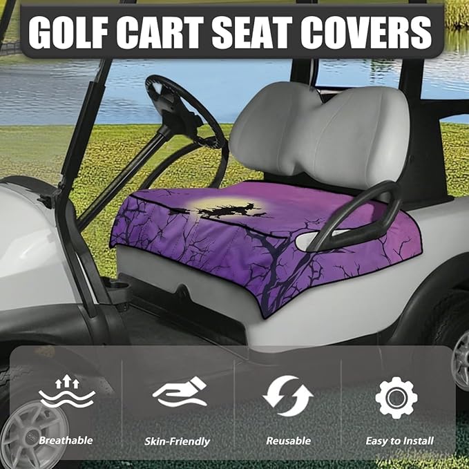 Golf Cart Seat Covers, Universal Golf Cart Seat Towel Blanket with 4 Front Pockets & Nonskid Bottom Fits for Club Car 2 Person Seats Golf Carts