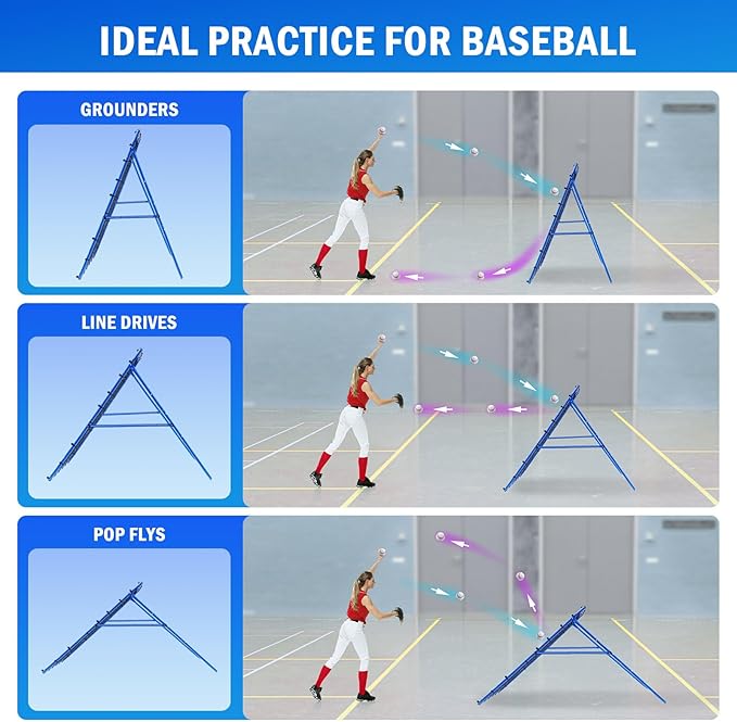 Volleyball Baseball Rebounder Net, Softball Rebounder Pitchback Net Quick Adjustments, Quick Adjustments Lacrosse Bounce Back Practice Equipment, Ideal for Outdoor Indoor and Backyard Training