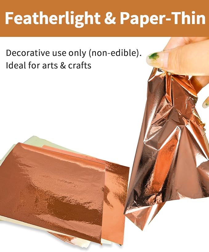 Luckymica Gold Leaf Sheets, Decoration, 5.5" x 5.5", Rose Gold - Image 5