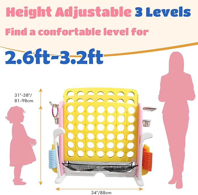 Ancaixin Giant 4 in-A-Row Connect Game Set, Adjustable Height Jumbo Yard Game - Image 6