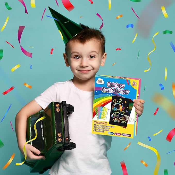 ZMLM Scratch Art Crafts Boys Gifts, 60 Rainbow Scratch Paper Art Gifts - Image 2