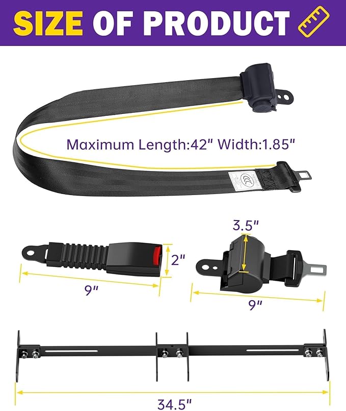 HOWBOW Golf Cart Seat Belt kit