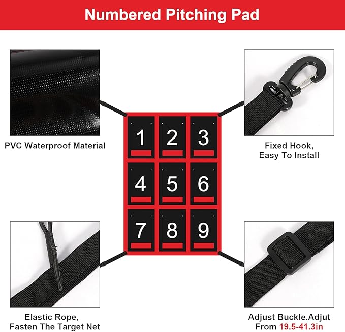Waterproof Strike Zone Target Net,19 * 27in Clear Numbered Strike Zone,Adjustable and Durable Pitching Net with Strike Zone for Baseball&Softball Net,Applicable for Various Age Pitching Training