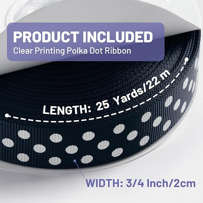 Polka Dot Grosgrain Ribbon 5/8 Inch, 25 Yards Spool Navy Blue and White Dot - Image 7