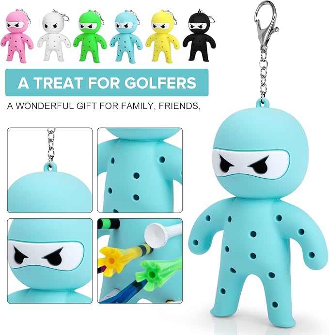 Golf Tee Holder, Ninja Portable Funny Golf Tees Holder Keychain Golf Gift Golf Accessories for Men & Women