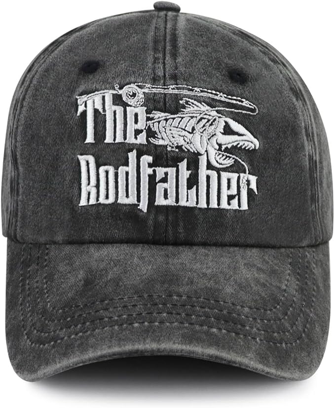 The Rodfather Pugfather Dogfather Grilfather Hats for Men, Adjustable Embroidered Dad Baseball Cap