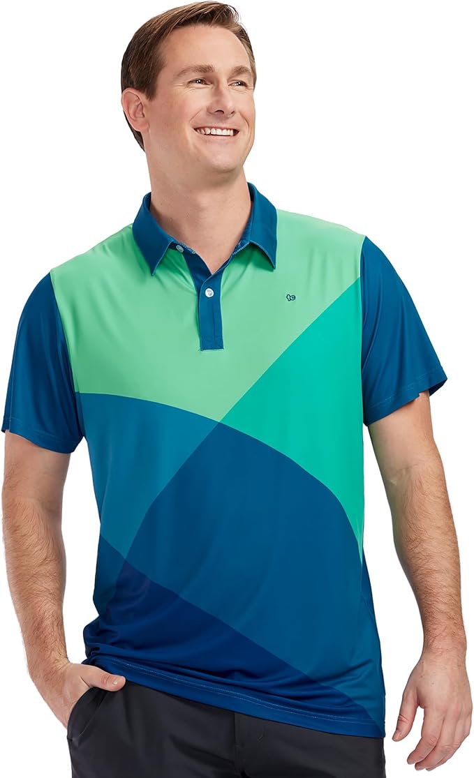 Tipsy Elves Men's Performance Golf Shirt - 4-Way Stretch, Quick Dry, Athletic Cut - Golf Polo