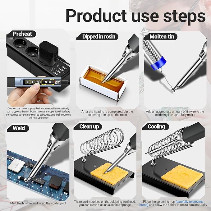 Soldering Iron Kit, Portable Corded Soldering Iron 95W 3S Fast Heating 212-842℉ - Image 5