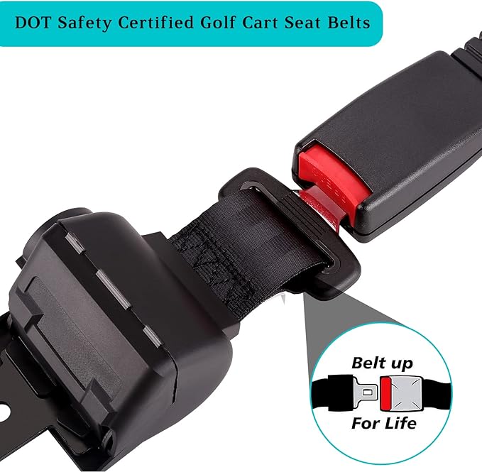 10L0L 4PCS Universal Retractable Golf Cart Seat Belt Kit with Bracket for Yamaha, EZGO, Club Car