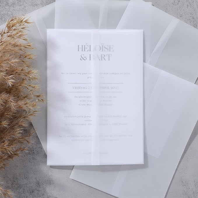 UNIQOOO 70 Pack Vellum Jackets for 5x7 Invitations, Elegant Pre-Folded Vellum by UNIQOOO