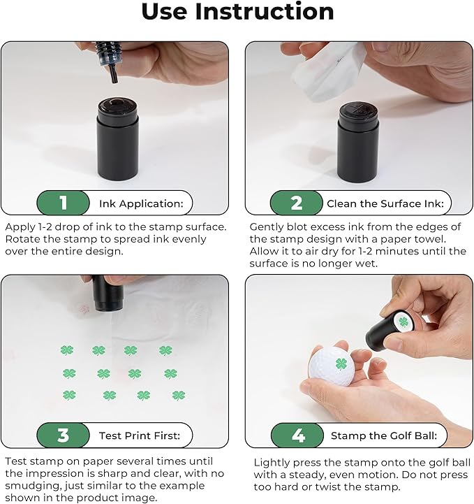 AddAcc Golf Ball Stamp, Self-Inking Marker, Golf Ball Marker, Golf Accessories for Men Golf Stuff Golf Gifts for Men Dad Golfer Golf Gadgets Four Leaf Clover