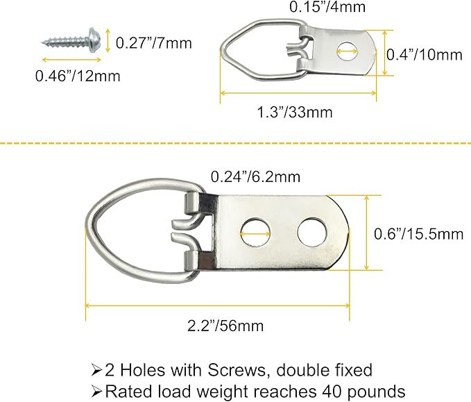 70 Pack D-Ring Steel Picture Hangers Heavy Duty - Image 4
