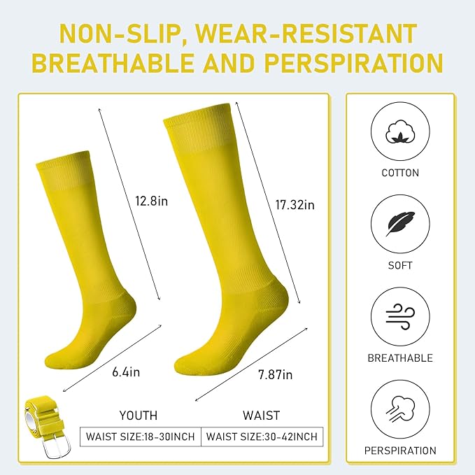Zhanmai Baseball Belt and Socks Combo, Adjustable Elastic Belt and Softball Socks, Multiple Sizes for Youth Boys Girls, Adult