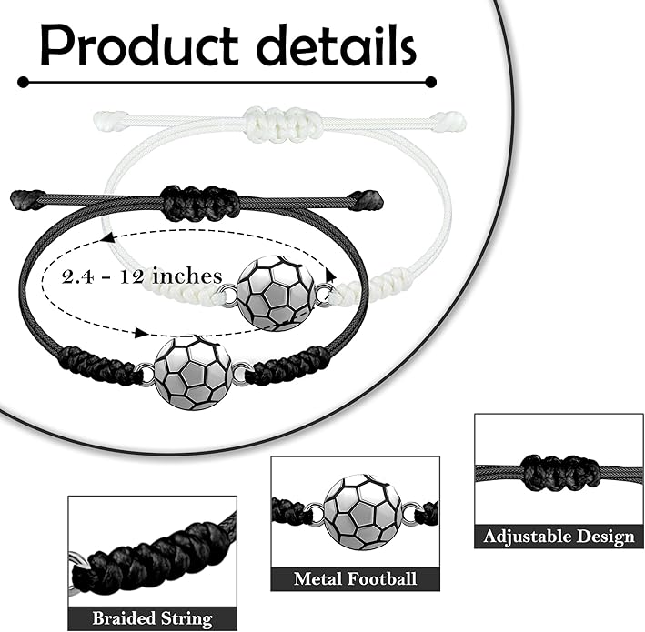 SmileBelle 2 PCS Sport Bracelets, Graduation Bracelets Volleyball Soccer Gifts Baseball Basketball Bracelet Football Jewelry for Son Daughter Fans as Sport Accessories Jewelry