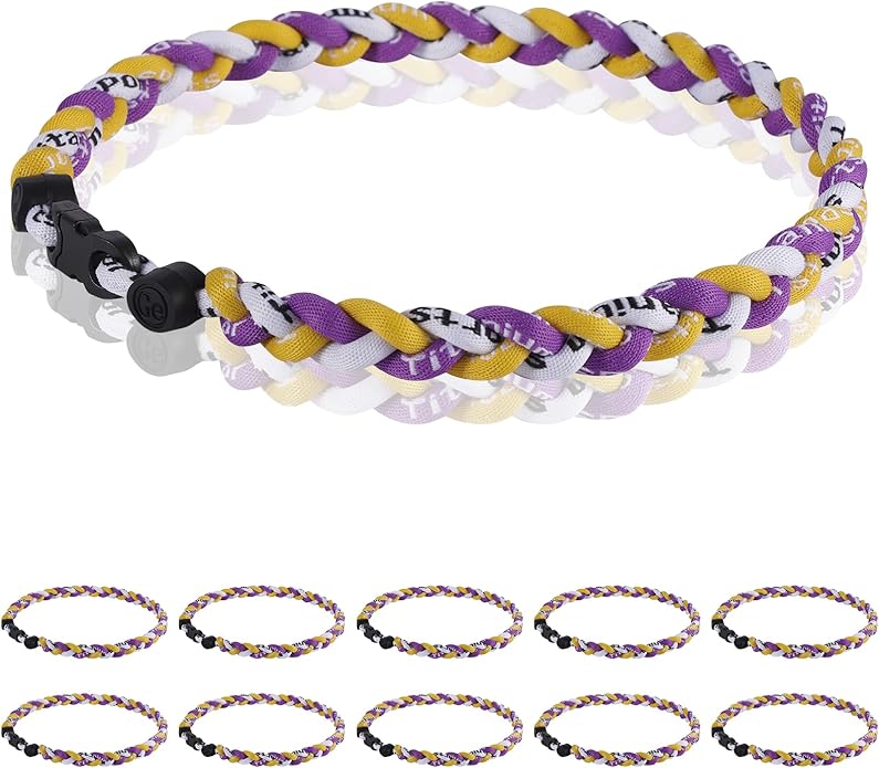 12 Pack Baseball Necklace 18inch, Team Gift for Baseball Funs, Three Braided Titanium Tornado Rope Design, with Muti - Color for Pick