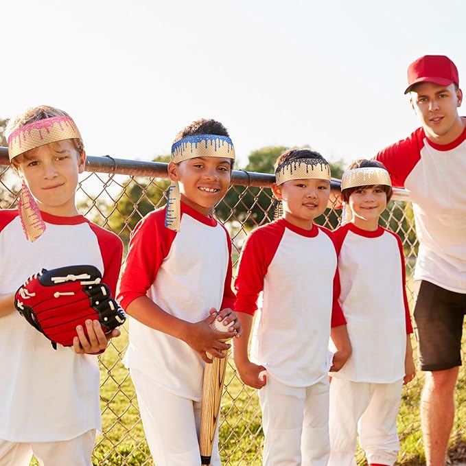 6 Pcs Baseball Drip Headband Ice Cream Drip Adjustable Tie Hairband Senior Night Baseball Stuff Moisture Wicking Workout Breathable Soft Elastic Sweatband for Women Men Sport Basketball Tennis Running