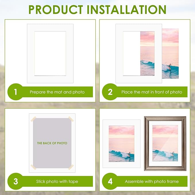 18 Pack Picture Mats, 8x10 for 6x8 Picture Frame Mats, Acid Free Core Bevel Cut - Image 5