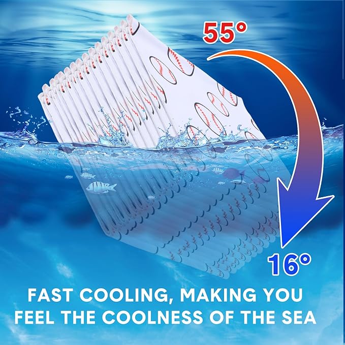 FuWeave 12 Pcs Cooling Towel 40 x 12 Inch Basketball Baseball Football Volleyball Soccer Softball Microfiber Fast Drying Towel for Gift Women Men