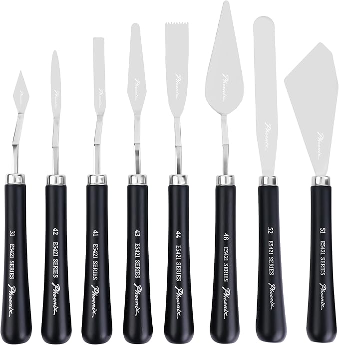 PHOENIX High Flexible Palette Knife Set, 8 Pieces Stainless Steel Painting by PHOENIX