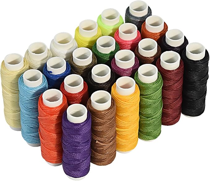 Waxed Thread for Leather Sewing 24 Colors 210D Hand Stitching Thread Waxed Flat by YANTAISIYU