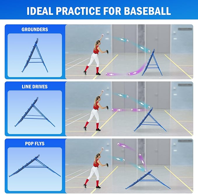 Volleyball Baseball Rebounder Net, Softball Rebounder Pitchback Net Quick Adjustments, Quick Adjustments Lacrosse Bounce Back Practice Equipment, Ideal for Outdoor Indoor and Backyard Training