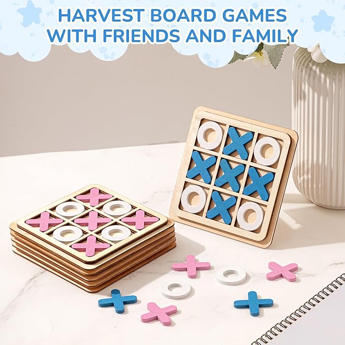 Libima 12 Pcs Wooden Tic Tac Toe Game Mini Family Board Games Classical Puzzle - Image 4